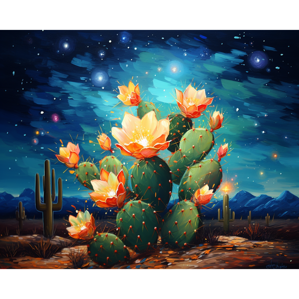 Floración estrellada del cactus